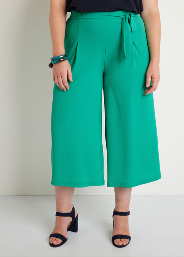 Jupe-culotte longue taille semi-élastiquée Uni Vert
