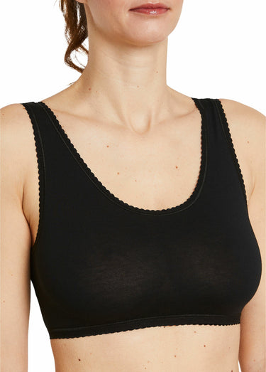 Brassière en coton extensible Noir