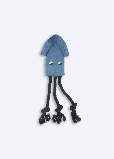 Doudou pour animal en forme de calamar Bleu