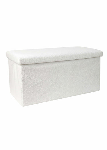 Pouf bouclette avec coffre de rangement 2B Blanc