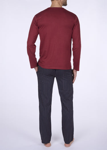 Pyjama homme 2 pièces thème rayures Bordeaux