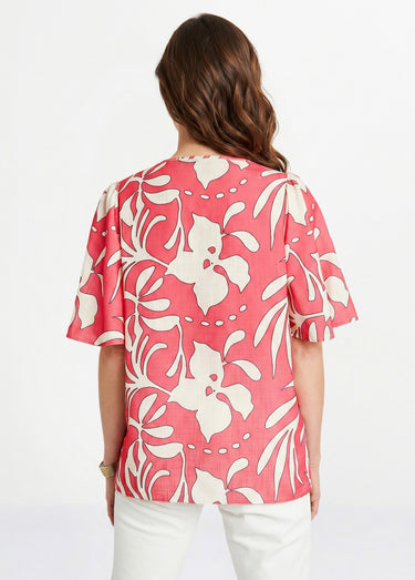 Tunique ample longue Rose/Ecru