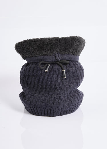 Tour de cou maille et sherpa, stries Marine
