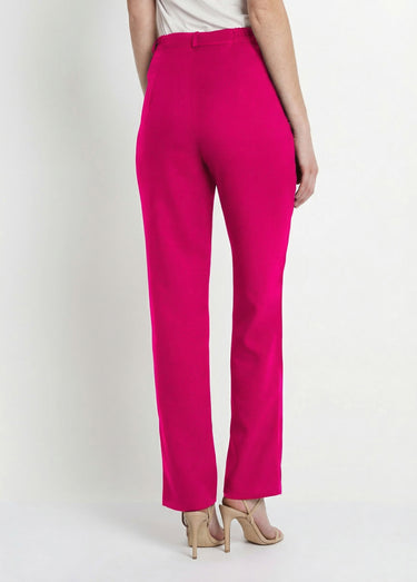 Pantalon droit uni taille semi élastiquée Framboise