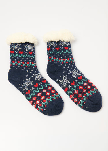 Chaussettes chaudes intérieur polaire Bleu