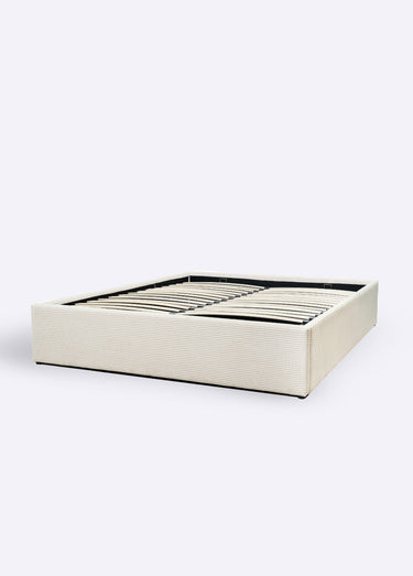 Lit coffre avec sommier, velours cotelé Beige
