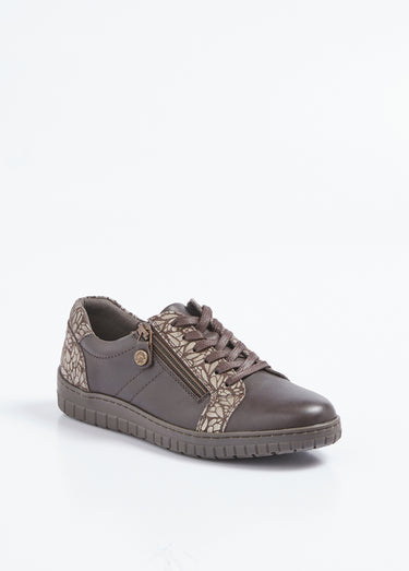 Baskets largeur confort lacées et zippées Marron
