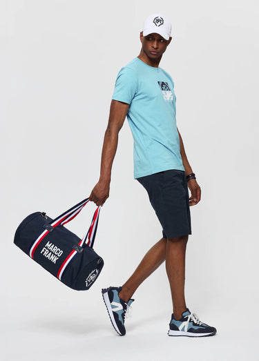 T-shirt col rond avec logo poitrine Bleu
