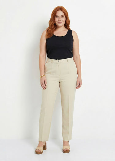Pantalon droit uni taille semi élastiquée Sable