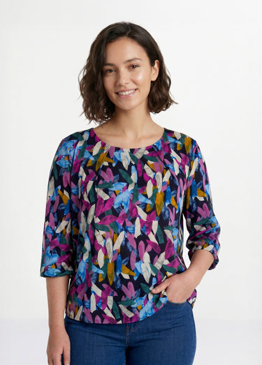 T-shirt tunique blousant manches 3/4 Imprime Parme