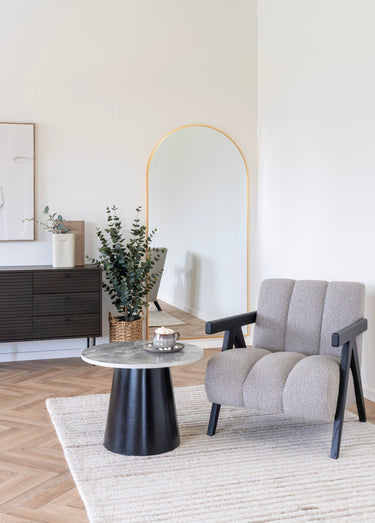 Table basse plateau aspect marbre Gris/Noir