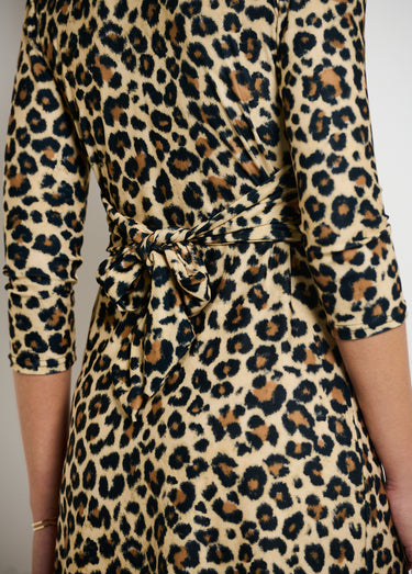 Robe léopard taille empire plissée Leopard
