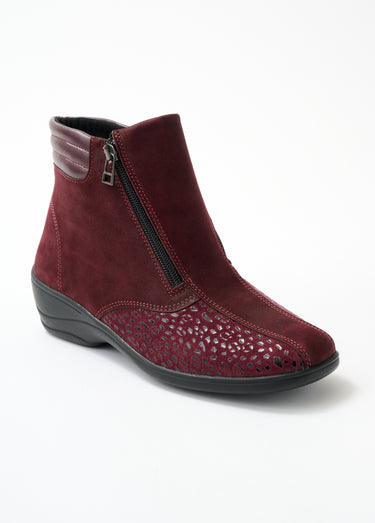 Boots cuir nubuck côtés extensibles Bordeaux