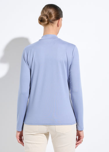 T-shirt doux col montant manches longues Indigo