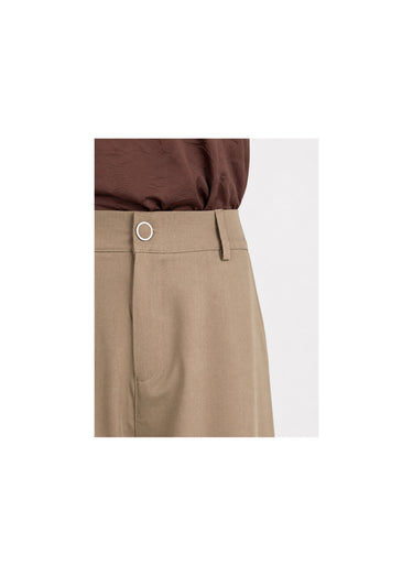 Pantalon large fluide taille élastiquée Beige