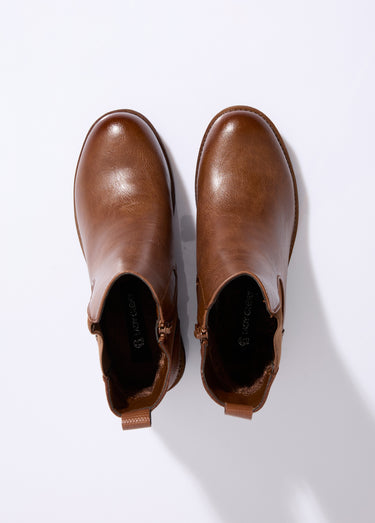 Boots Chelsea à talon et bout rond Marron