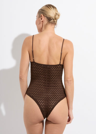 Body dentelle armature + bonnet rembourré Marron