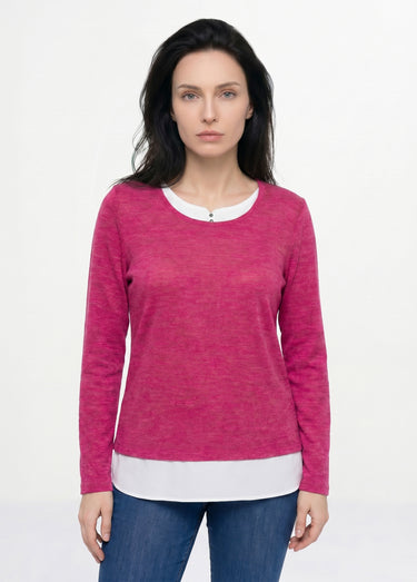 T-shirt mi-long effet 2 en 1 Cassis