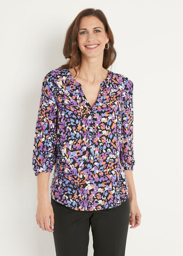 Tunique boutonnée ample longue Violet