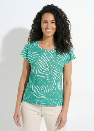T-shirt col rond manches courtes imprimé Vert