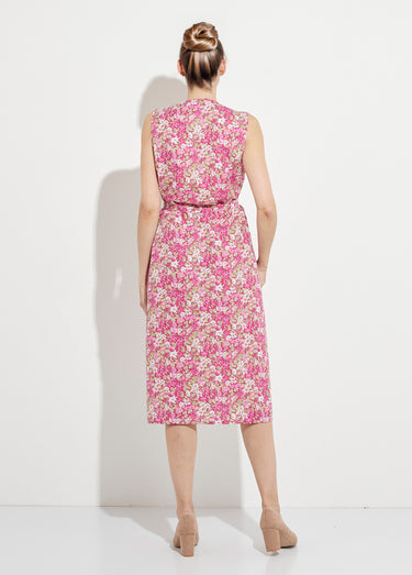 Tablier zippé sans manches fleuri Rose