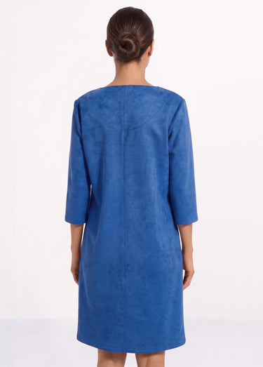 Robe ample courte en tissu suédé uni Bleu