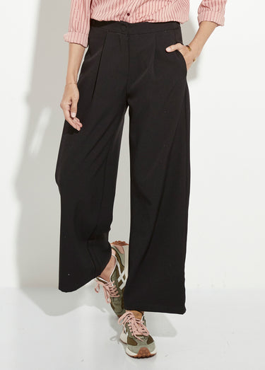 Pantalon tailleur fluide élastiqué Noir