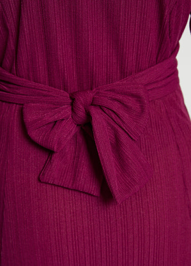 Robe courte cache-coeur en maille Prune