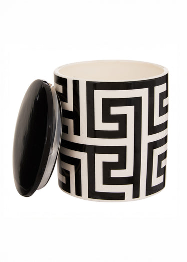 Bougie parfumée céramique + couvercle Noir / Blanc