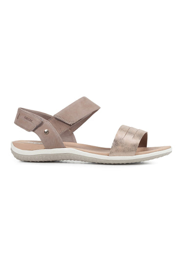 Sandales en cuir brides à scratch Sable