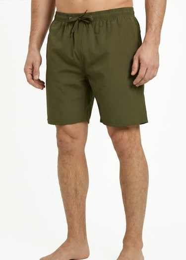 Short de bain taille élastiquée et liens Kaki