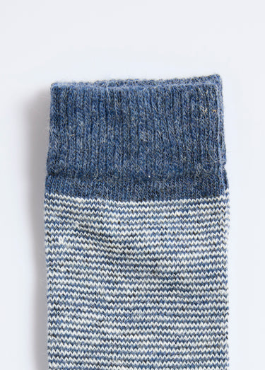 Paire de chaussettes rayées chaudes avec laine Bleu