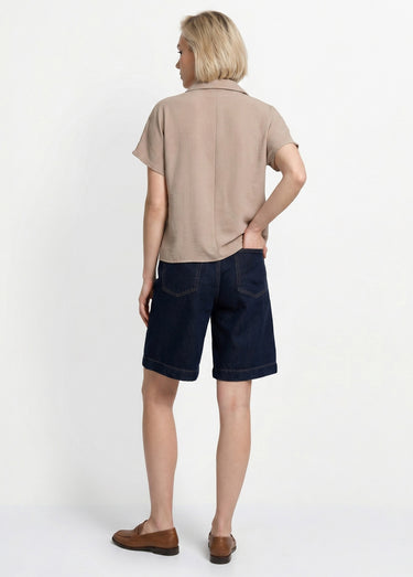 Bermuda femme en denim, coupe trapèze Brut