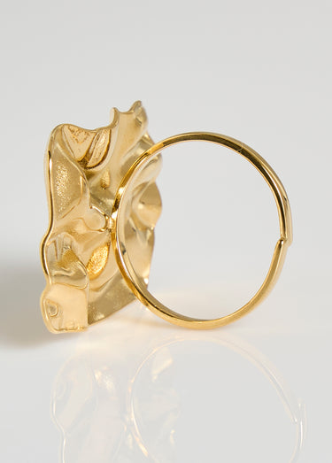 Bague motif froissé en acier inox