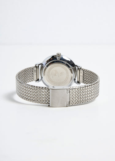 Montre ronde en acier inox avec strass Argente