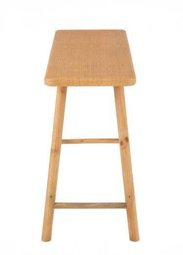 Console en bois, plateau fibres tressées Naturel