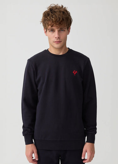 Sweat molletonné col rond manches longues Marine