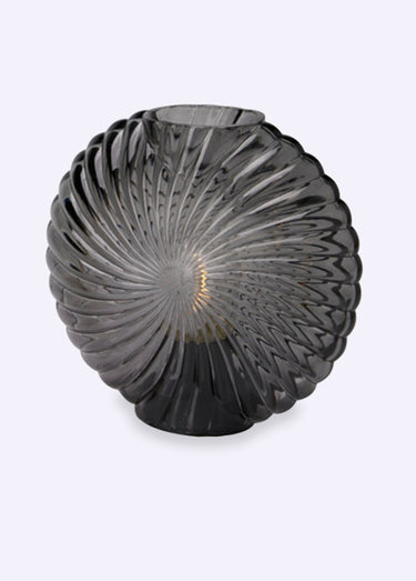 Lampe à poser en verre motif rosace Gris