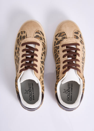 Baskets cuir à lacets imprimé léopard Leopard