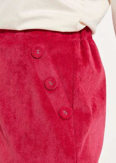 Jupe droite courte velours milleraies Rouge
