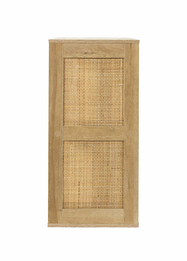 Meuble rangement 4 cases bois et cannage Marron