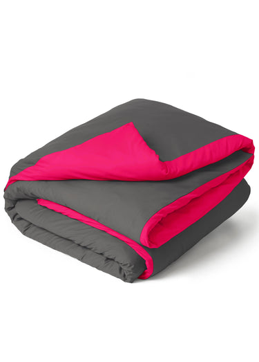 Housse de couette pur coton uni RELAX Anthracite/fuchsia
