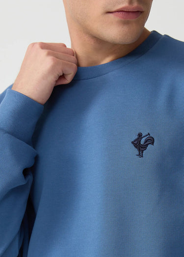 Sweat shirt en molleton avec col rond Indigo