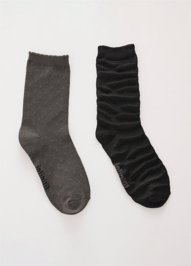 Chaussettes fines motifs ton sur ton Ass Noir/Gris Lot 2