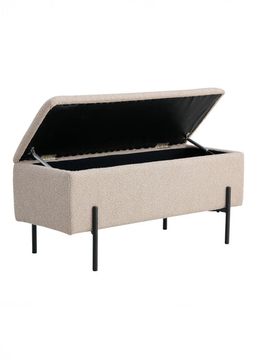 Banc bouclette coffre de rangement 1B Beige