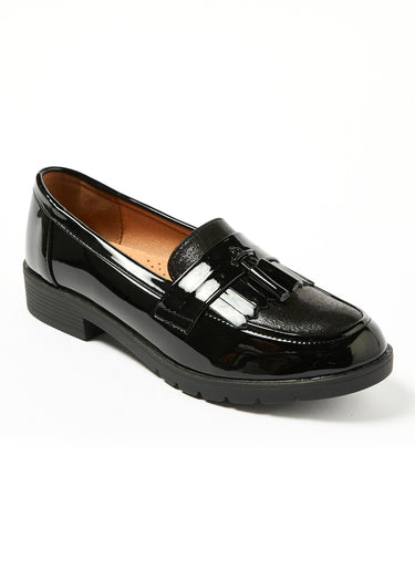 Mocassins à gland vernis semelle crantée Noir