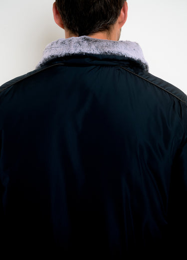 Veste style aviateur col montant fourré Noir