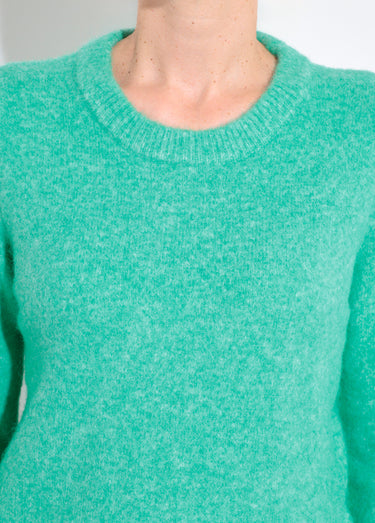 Pull col rond chaud duveteux avec laine Vert