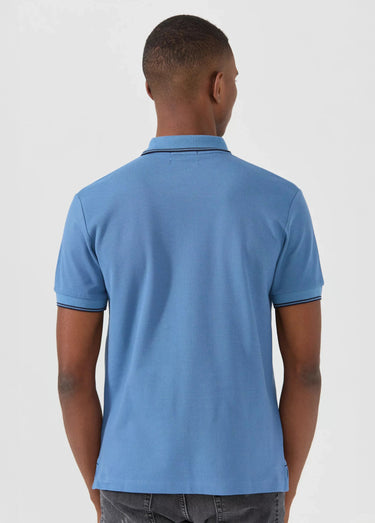 Polo manches courtes détails contrastés Indigo