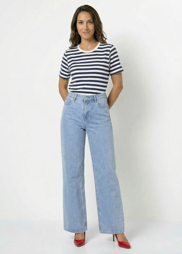 T-shirt marinière en coton stretch Marine / Blanc